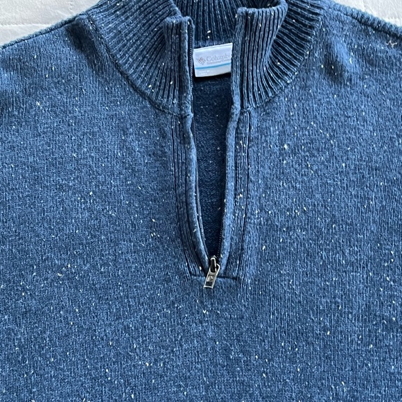 Columbia 1/4 Zip Wool Blend Sweater Blue Size Large - Picture 2 of 14